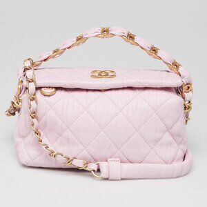 Chanel Pink Quilted Crumpled Lambskin Leather Small CC Links Shoulder Bag